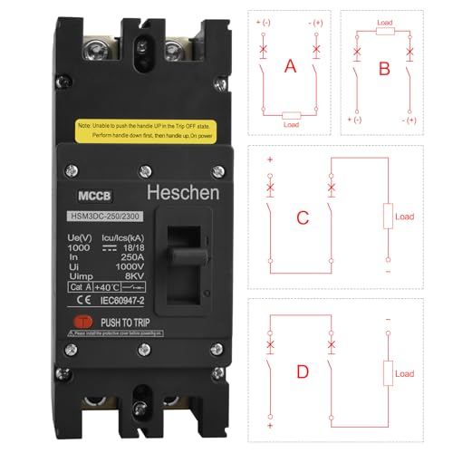 Intrerupator automat MCCB HSM3DC-250 Heschen + 2P DC1000V 250A PV