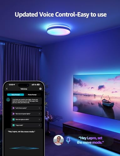 Plafoniera smart Ø29cm 24W 1800lm RGB+CCT Lepro AI, IP44, Music Sync