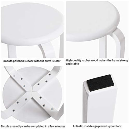 Set 4 scaune dining IBUYKE, din lemn, suprapozabile, cu talpa antiderapanta, ideale pentru bucatarie, sala mese sau pub, alb, model RF-717-4