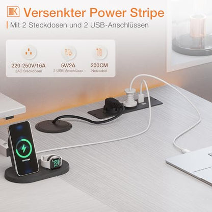 Birou in forma L 160x80 cm ODK, 4 sertare, USB si prize pentru organizare