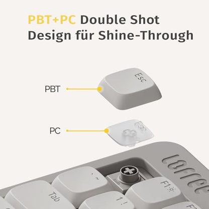 Tastatura mecanica low profile Flow Lite, 84 taste QWERTZ, wireless Bluetooth/2.4G/cablu, switch-uri schimbabile Specter Linear, reincarcabila, compatibila Win/Mac, alba