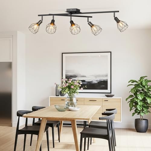 Spot tavan 5x E14 reglabil negru LVWIT, iluminare directionata