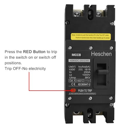 Intrerupator automat MCCB HSM3DC-250 Heschen + 2P DC1000V 250A PV