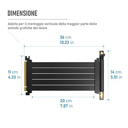 Cablu Riser PCIe 4.0 EZDIY-FAB Gen 4 16x Flexibil 20 cm Unghi Drept pentru Extensie GPU High-Speed