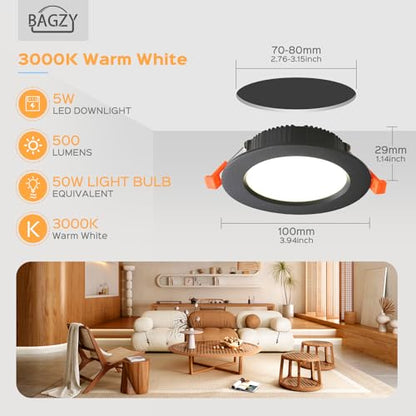 Set 10 Spoturi LED incastrate 7W IP44 480lm 3000K lumina calda