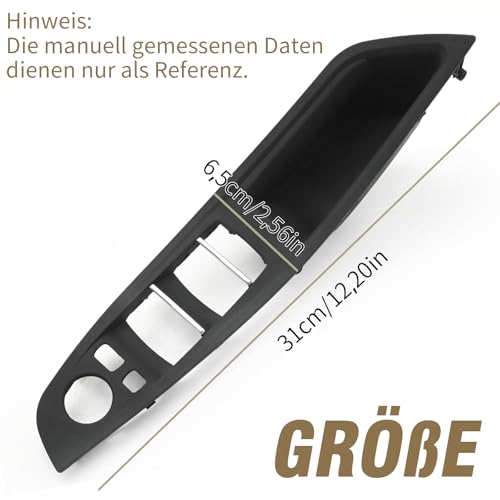 Set manere usa pentru BMW Seria 5 F10/F11 (520/530), maner interior + capace comenzi geam, partea sofer si pasager