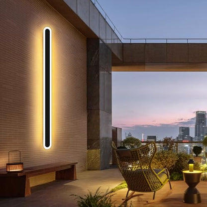 Aplica LED exterior 180 cm, reglabila, lumina tricolora 3000K/4500K/6000K cu functie memorie, montaj fix, ideala pentru gradina si fatade, negru