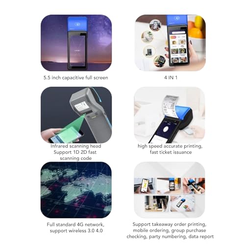 POS PDA cu imprimanta 58mm Annadue, Android 12, 4G LTE, NFC, ecran 5.5"