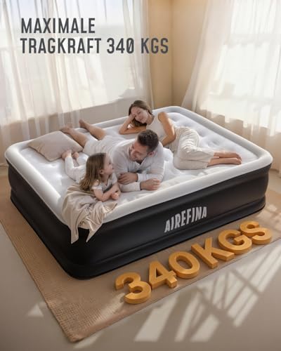 Saltea gonflabila dubla Airefina cu pompa integrata, umflare in 3 minute