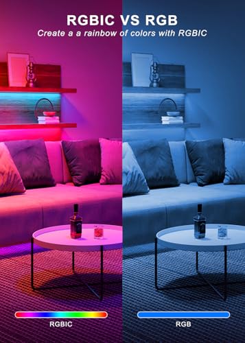 Banda LED Neon 10m RGBIC 5V - Smart Control App, waterproof, sync muzica