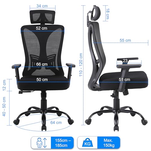 Titano FRANKFURT Scaun ergonomic de birou, sezut capitonat piele, structura ranforsata cu otel, roti 360, negru