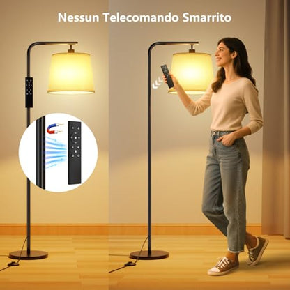 Lampa de podea dimabila cu telecomanda SUWIN, abajur in, soclu E27