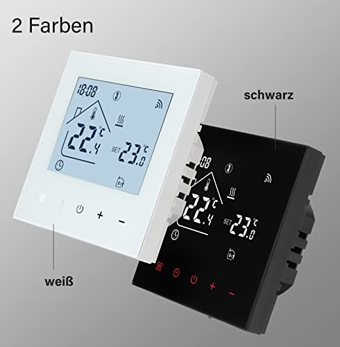 Termostat inteligent Beok WiFi pentru incalzire, centrala termica si incalzire in pardoseala, termostat de ambient programabil cu LCD digital, 3A, TDR89W-WIFI-WPB, alb