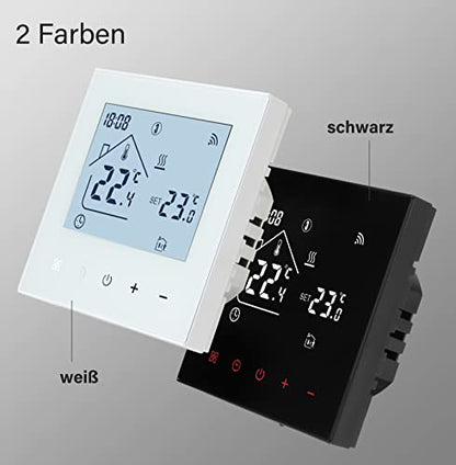 Termostat inteligent Beok WiFi pentru incalzire, centrala termica si incalzire in pardoseala, termostat de ambient programabil cu LCD digital, 3A, TDR89W-WIFI-WPB, alb