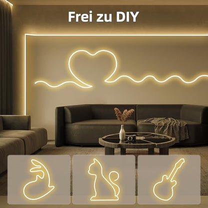Neon LED Strip 10 m ELOUYCKE + dimmable, warm white, waterproof silicon