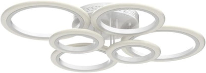 RUYI Ceiling Lights,Modern LED Arylic 6 Ring 72W 6400LM Flush Chandeliers Lamp with Remote Control,for Living Room,Bedroom,Bathroom,Dimmable 2800-7000K