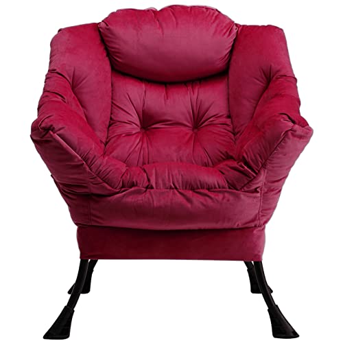 Fotoliu living din catifea HollyHOME, rosu, cu cotiere, confort sporit