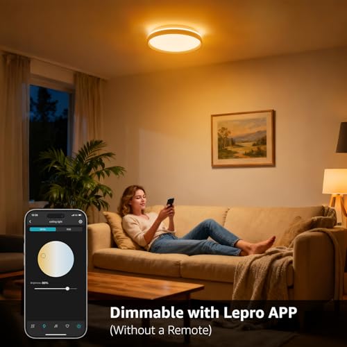 Plafoniera smart Ø29cm 24W 1800lm RGB+CCT Lepro AI, IP44, Music Sync