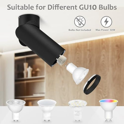 Spot LED orientabil GU10 negru 2 buc KYOTECH, aluminiu, montaj