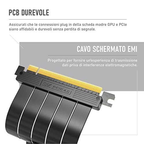 Cablu Riser PCIe 4.0 EZDIY-FAB Gen 4 16x Flexibil 20 cm Unghi Drept pentru Extensie GPU High-Speed