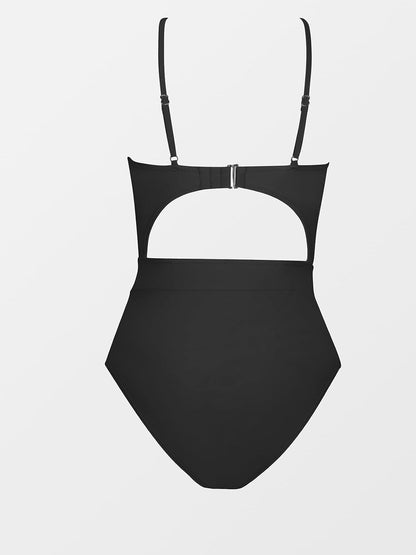 Costum de baie intreg CUPSHE cu decupaje si snur, marimea L, negru