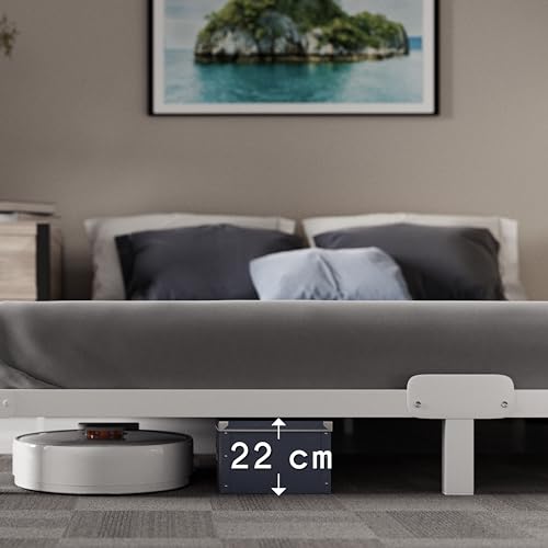 Cadru pat 140x200 cm Dreamzie, lamele metalice, inaltime 25 cm, montaj