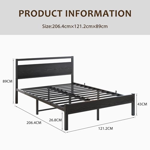 Cadru pat metal 120x200 cu somiera si spatiu depozitare HOJINLINERO