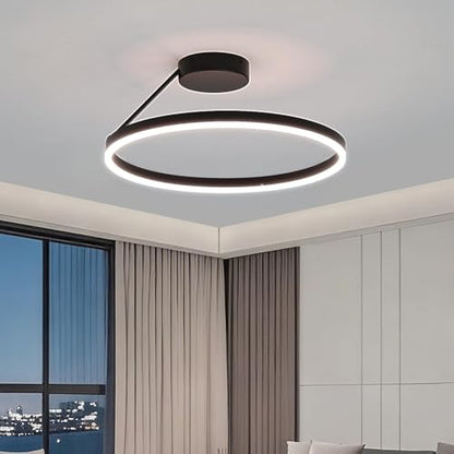 Plafoniera LED design circular 40cm, Ring, dimabila, negru