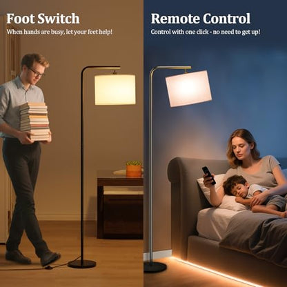 Topiwen lampa de podea moderna, dimabila, cu telecomanda si intrerupator de picior, 11 temperaturi culoare 3000-6000K, LED 8W economic, metal, pentru living si birou