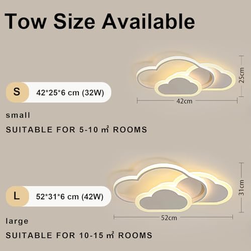 Plafoniera LED copii 42 cm dimabila cu telecomanda 32W - Clouds