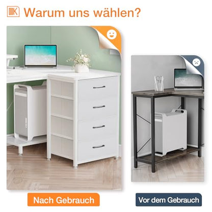 Birou in forma L 160x80 cm ODK, 4 sertare, USB si prize pentru organizare