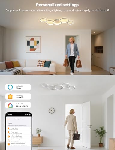 Plafoniera LED moderna 50W de 100 cm cu telecomanda si control smart