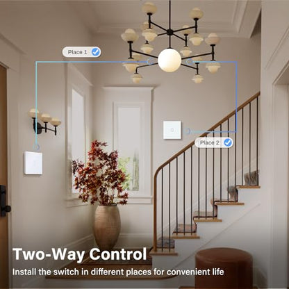Intrerupator touch simplu 2-way BSEED, sticla securizata, LED alb