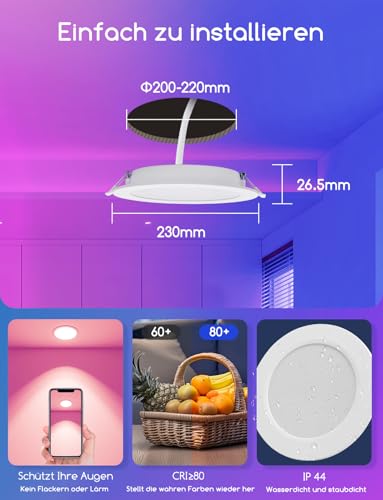 Spoturi LED smart 18W RGB 1760lm Bluetooth Mesh Aigostar, Alexa
