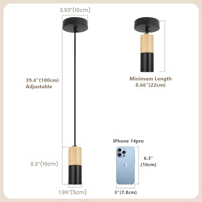 Lampa suspendata LED, Set 3 pendule VONCI, 3 becuri GU10 incluse, Ideala pentru Dormitor, Living, 20 cm, Negru