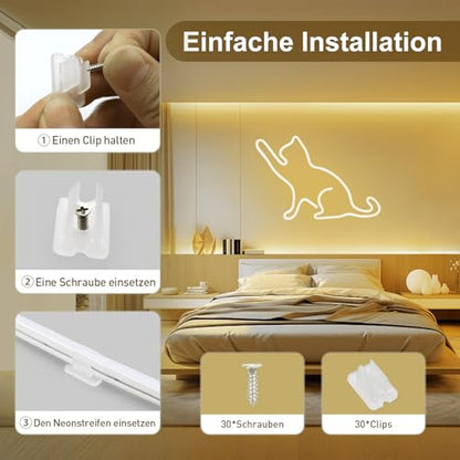 Neon LED Strip 10 m ELOUYCKE + dimmable, warm white, waterproof silicon