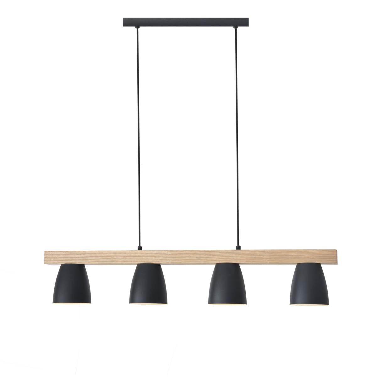 Pendul Vintage 4 lumini E27 92 cm lemn si metal negru