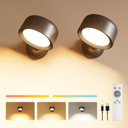 Set 2 lampi LED de perete cu 18 culori, 4 niveluri de luminozitate si rotire 360