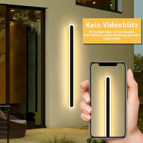 Aplica LED exterior 180 cm, reglabila, lumina tricolora 3000K/4500K/6000K cu functie memorie, montaj fix, ideala pentru gradina si fatade, negru