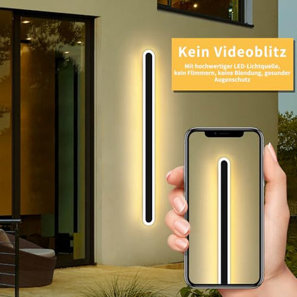 Aplica LED exterior 180 cm, reglabila, lumina tricolora 3000K/4500K/6000K cu functie memorie, montaj fix, ideala pentru gradina si fatade, negru