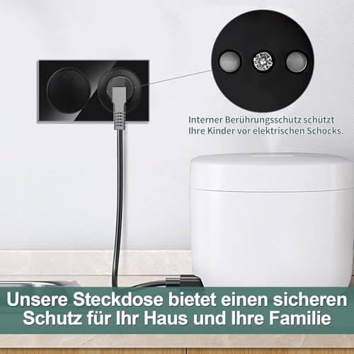 Priza Schuko cu intrerupator dublu 1-way CNBINGO, sticla securizata