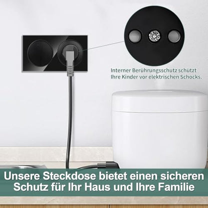 Priza Schuko cu intrerupator dublu 1-way CNBINGO, sticla securizata