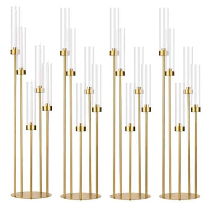 Set 4 Suporturi lumanari podea 5 brate 100 cm + abajur acrilic VINCIGANT, set 4