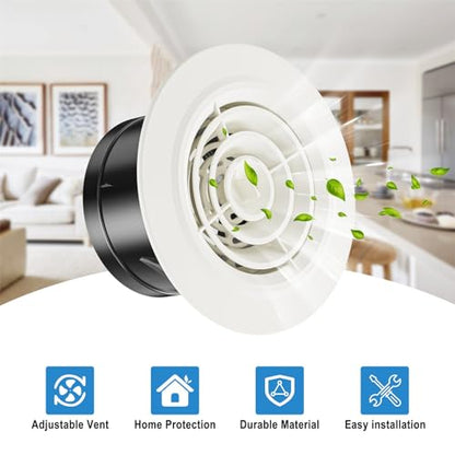 Grila ventilatie rotunda reglabila 100 mm + plasa insecte Hon&Guan, ABS