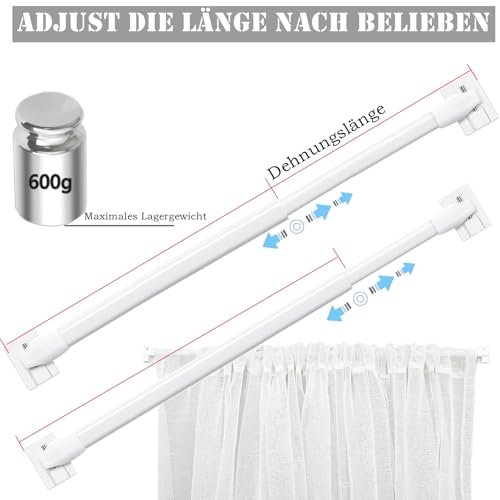 Bara perdea extensibila fara gauri 90-150 cm + carlige adezive, alb