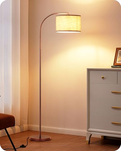 Lampa de podea arc 161 cm EDISHINE, abajur bej, soclu E27, orientabila