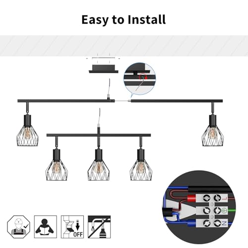 Spot tavan 5x E14 reglabil negru LVWIT, iluminare directionata
