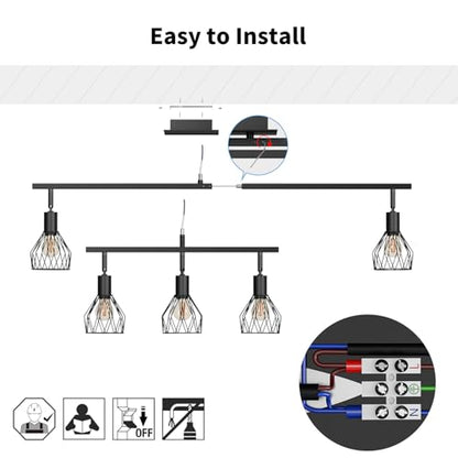 Spot tavan 5x E14 reglabil negru LVWIT, iluminare directionata