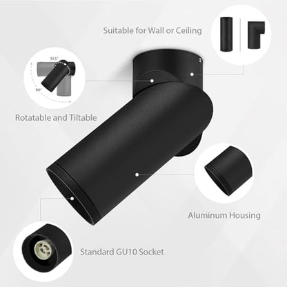 Spot LED orientabil GU10 negru 2 buc KYOTECH, aluminiu, montaj