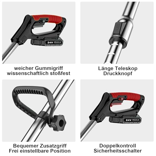 Trimmer iarba pe acumulator SMILOVII, 2x2000mAh, 16 lame, taiere precisa